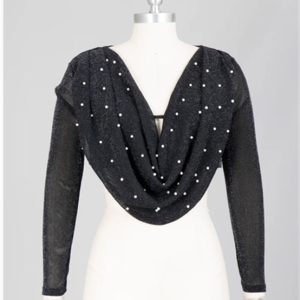 Black Shrug with Draped V-Design